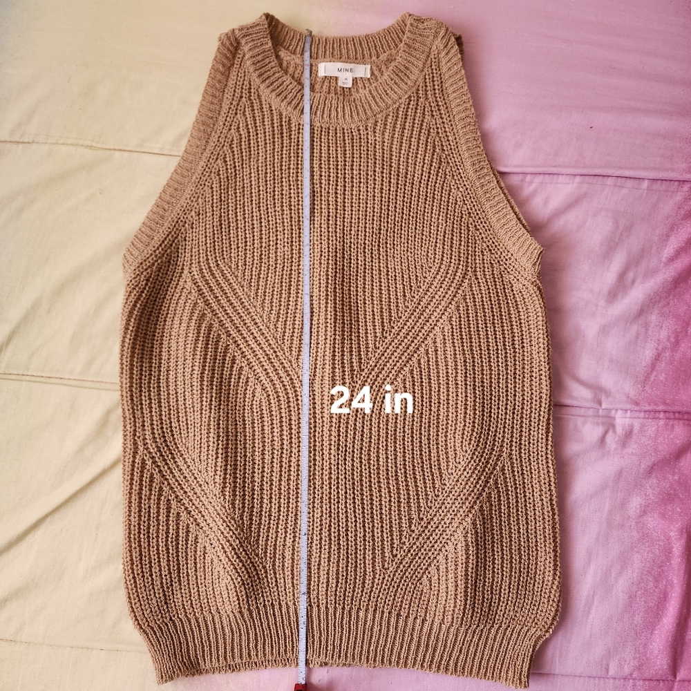 MINE Beige/Tan Knitted Sweater Vest Size M - Picture 4 of 6